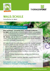 Linkziel: Link zum Beitrag mit dem Thema WALD.SCHULE Schulfächer im Wald; Bildinhalt: Download der Waldschule als PDF