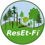 Linkziel: Link zum Beitrag mit dem Thema ResEt-Fi - Wegbereiter Wiederbewaldung; Bildinhalt: Ein rundes Logo bestehend aus dem Schriftzug "ResEt-Fi" und einer grafischen Darstellung von Wald und Tieren im Hintergrund.